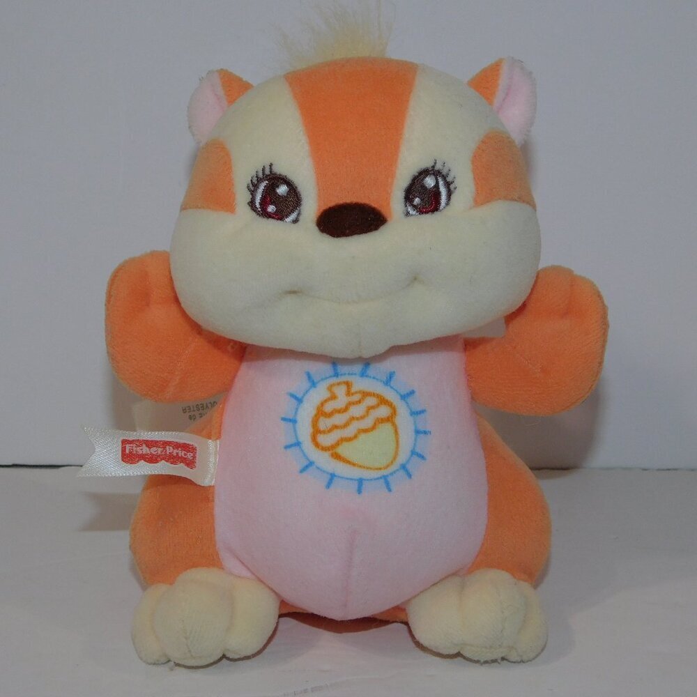 Fisher Price Peaceful Planet 6" Baby Plush Rattle Chipmunk stuffed Toy VTG 1998